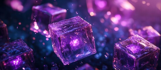 Wall Mural - Purple Glowing Crystal Cubes