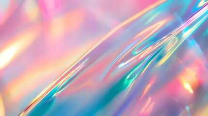 Sticker - Holographic emerald to pink background with rainbow iridescent lines blurred