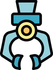 Poster - Industrial robotic arm holding a circle with three fingers, filled outline icon for industrial automation concept