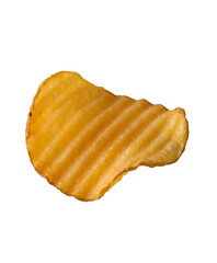 single crispy potato chip isolated on transparent background