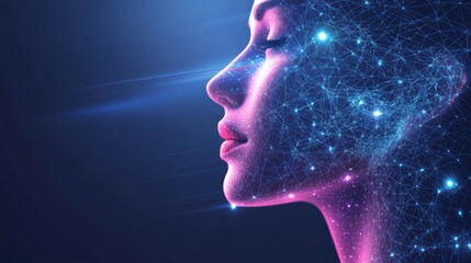Fototapete - Abstract lines and dots create a skincare procedure diagram, illustrating beauty concepts in a futuristic atmosphere. Generative AI