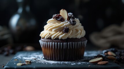 Homemade Raisin cupcake closeup view