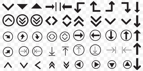 Aufkleber - Arrow icon vector set. Arrows icons vector set. Contains symbol of various arrow head point shape, play, pause, next button symbol. EPS 10.