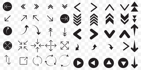 Aufkleber - Arrow icon vector set. Arrows icons vector set. Contains symbol of various arrow head point shape, play, pause, next button symbol. EPS 10.