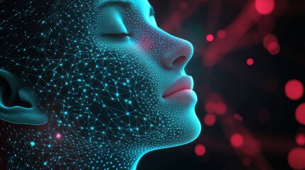 Fototapete - Abstract representation of skincare procedures featuring interconnected lines and dots on a tranquil background in a modern setting. Generative AI