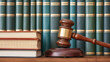 © crazyass - Courtroom Proceedings, a solemn atmosphere filled with legal books, a judge's gavel poised for decision, embodying the essence of justice and formality in action