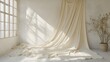 © Jittapon - Minimalist fabric backdrop with a smooth luxurious texture in light neutral tones creating a clean modern and sophisticated studio setup for photography or creative content