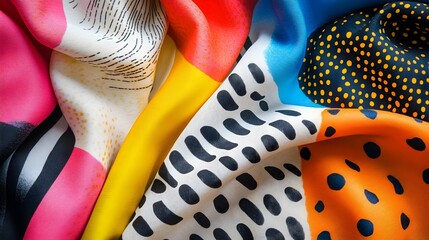 Aufkleber - vibrant and dynamic abstract fabric patterns featuring bold shapes striking colors and modern contem