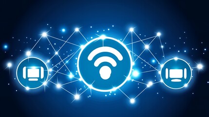 Wireless network icon with computer devices