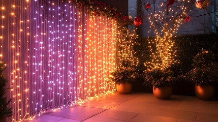 Poster - Gorgeous display of intertwining fairy lights and holiday lights creating a dazzling magical Christmas backdrop radiating a warm festive atmosphere for the holiday season