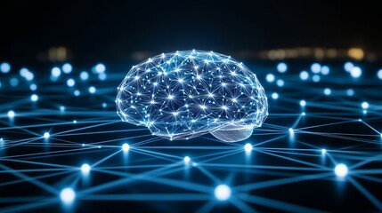 Poster - Abstract digital brain on a network.