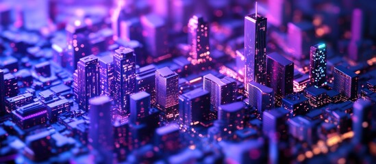 Canvas Print - Neon Cityscape: A Digital Metropolis