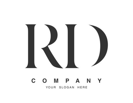 RD logo design. Initial letter r and d serif font style. Creative classic company name typography. Trendy logotype or identity.