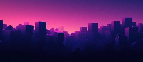 Wall Mural - Silhouetted Cityscape Against a Vibrant Pink Sky