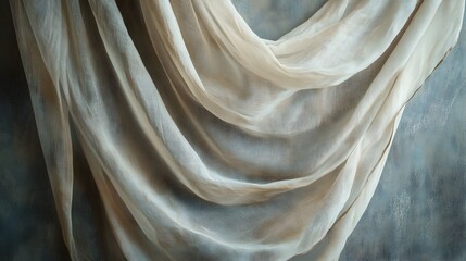 Poster - Elegant vintage fabric drape with soft rich textures that adds a nostalgic and classic touch to studio photography settings  The lush flowing material creates a timeless