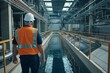 © Salander Studio - an engineer in reflective vest and a hard hat inspecting a water treatment facility