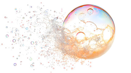 Poster - closeup of a delicate,transparent soap bubble floating in the air,with a shimmering,iridescent sheen