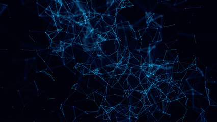 Poster - Abstract background with connecting dots and lines. Network connection structure. Plexus effect. 3d Vector illustration.