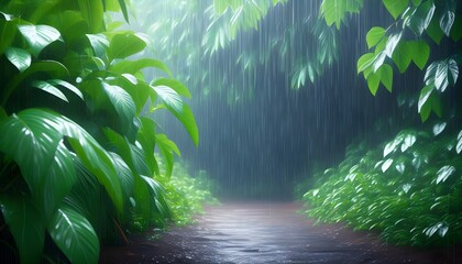 Dew-kissed green leaves of a citrus plant creating a vibrant, textured backdrop