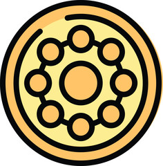 Poster - This icon features a circular bearing with multiple balls evenly spaced around the inner raceway
