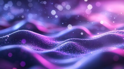 Wall Mural - abstract purple and blue wavy background with bokeh effect.