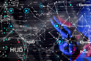 Aufkleber - Neural network 3D illustration. Big data and cybersecurity