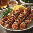 © Dar1930 - juicy honey chicken skewers . AI generative.