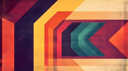 Wall Mural - Vibrant Geometric Abstract Art Shapes in Retro Color Palette