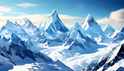 Wall Mural - Majestic snow-capped peaks under a vibrant blue sky