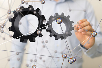 Poster - gear Technology background. Big data concept