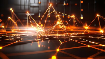 Poster - Abstract orange lights form a web.