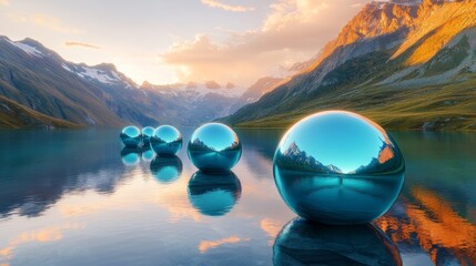 Fototapete - Water reflection abstract digital art wallpaper