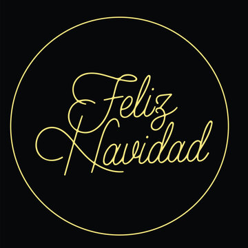 Feliz Navidad creative calligraphic golden lettering  (typographic ) Christmas tree Winter vector illustration for tshirt desig,n trendy tee, hoodies, greeting card, posters,  stickers,  banner print