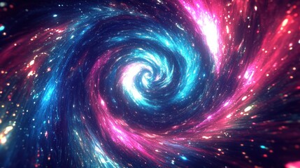 Wall Mural - abstract swirling galaxy with pink and blue streaks and bright lights.