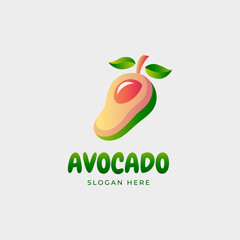 Wall Mural - Avocado fruit logo in color gradient flat vector design style