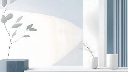 Sticker - Minimalist Monochrome Interior with Geometric Patterns and Serene Ambiance