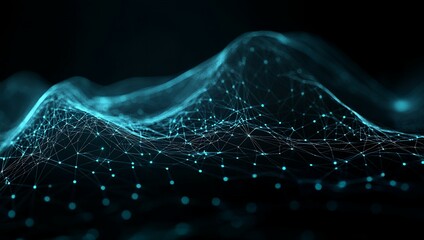 Poster - Abstract digital network with glowing lines