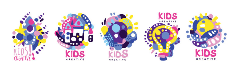 Sticker - Kid Creative Colorful Purple Graphic Design Vector Set