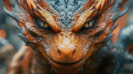 Sticker - Fierce Dragon Close Up: Mythical Creature with Powerful Eyes