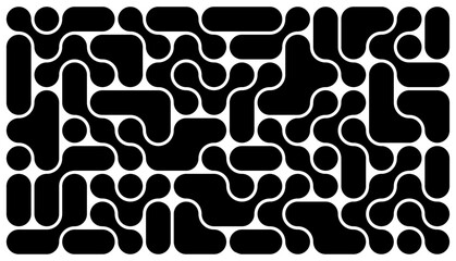Wall Mural - background with black liquid connected circle dots.metaballs pattern on white. abstarct geometric sh