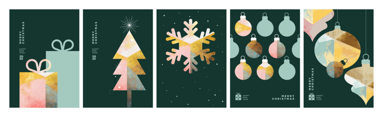 Wall Mural - set of christmas and new year cards. vector illustration concepts for graphic and web design, social