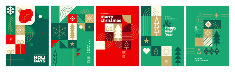 Wall Mural - set of christmas and new year cards. vector illustration concepts for graphic and web design, social