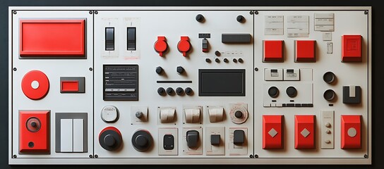 Poster - Futuristic Control Panel with Red and Black Buttons