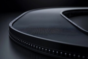 Poster - Close-up of a Curved Black Surface with a Grid Pattern