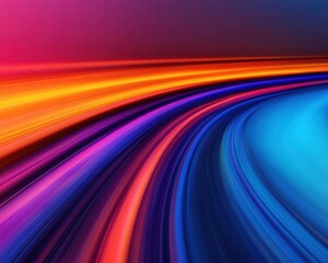 Poster - Vibrant abstract light trails in red, orange, purple, and blue creating a dynamic, futuristic, and colorful motion background.