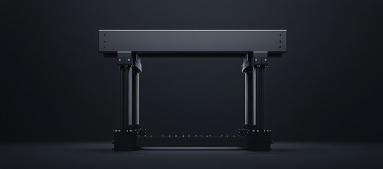 Poster - Black Metal Industrial Structure on a Dark Background