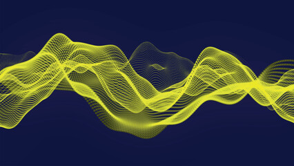 Poster - futuristic point wave of particles. visualization of sound waves. technology or science banner. abst