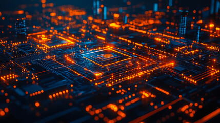 Poster - it administrators deploying security patches on network visualization during night time, highlightin