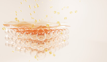 3d collagen skin serum and vitamin illustration isolated on soft color background. concept skin care