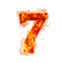 Fototapete - Fiery Flaming Number 7 Dramatic Burning Ignite Scorching Hot Vibrant Graphic Design. Powerful bold and eye-catching 3D rendered fiery number 7 with intense flames,heat,and energy.